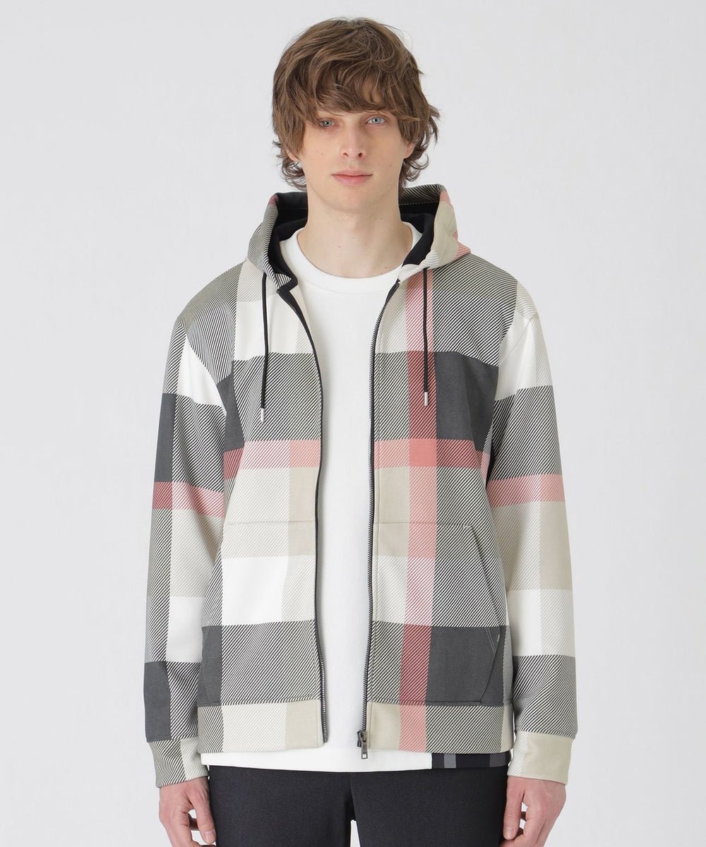 スウェードライククレストブリッジチェックパーカー（カットソー