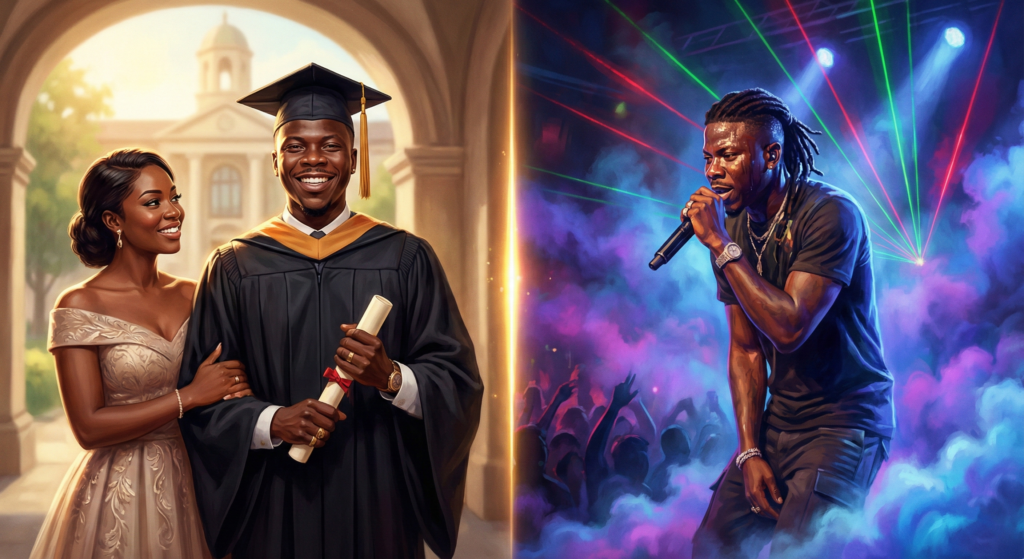 Stonebwoy during his interview with Eri and a cheering crowd at Bhim Festival.