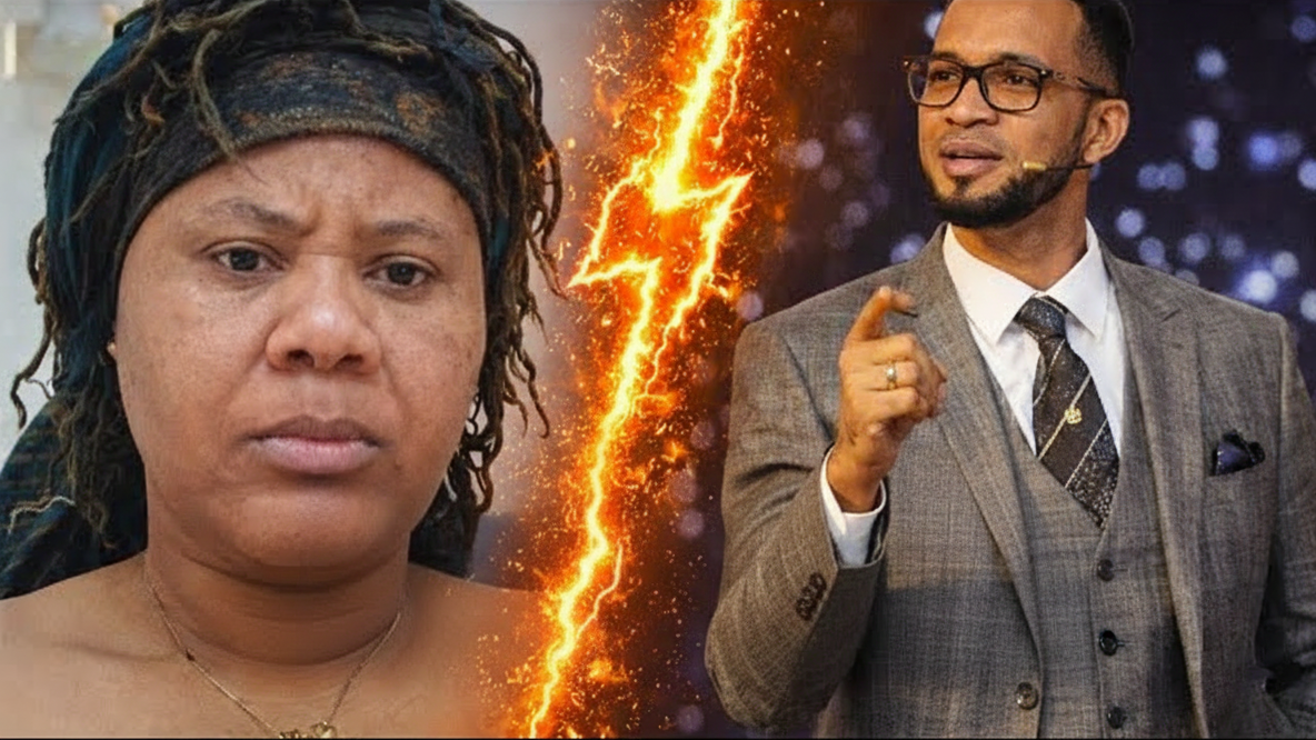 A split-screen image showing Pastor Chris Okafor and his ex-wife Bessem Okafor during a controversial interview.