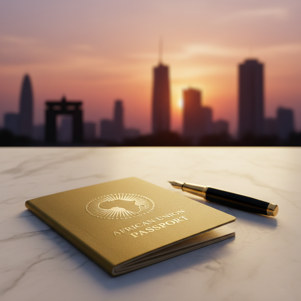 A symbolic image of an African passport representing the 2026 celebrity migration and citizenship trend.