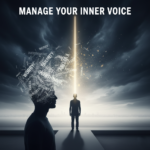 An artistic representation of mental chatter clearing into a focused inner voice