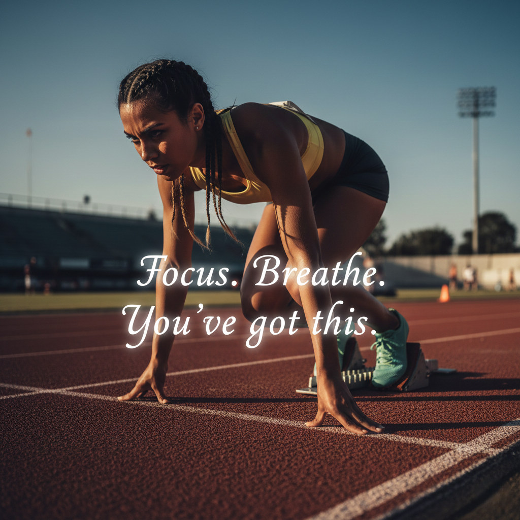 An athlete using motivational self-talk to prepare for a challenge