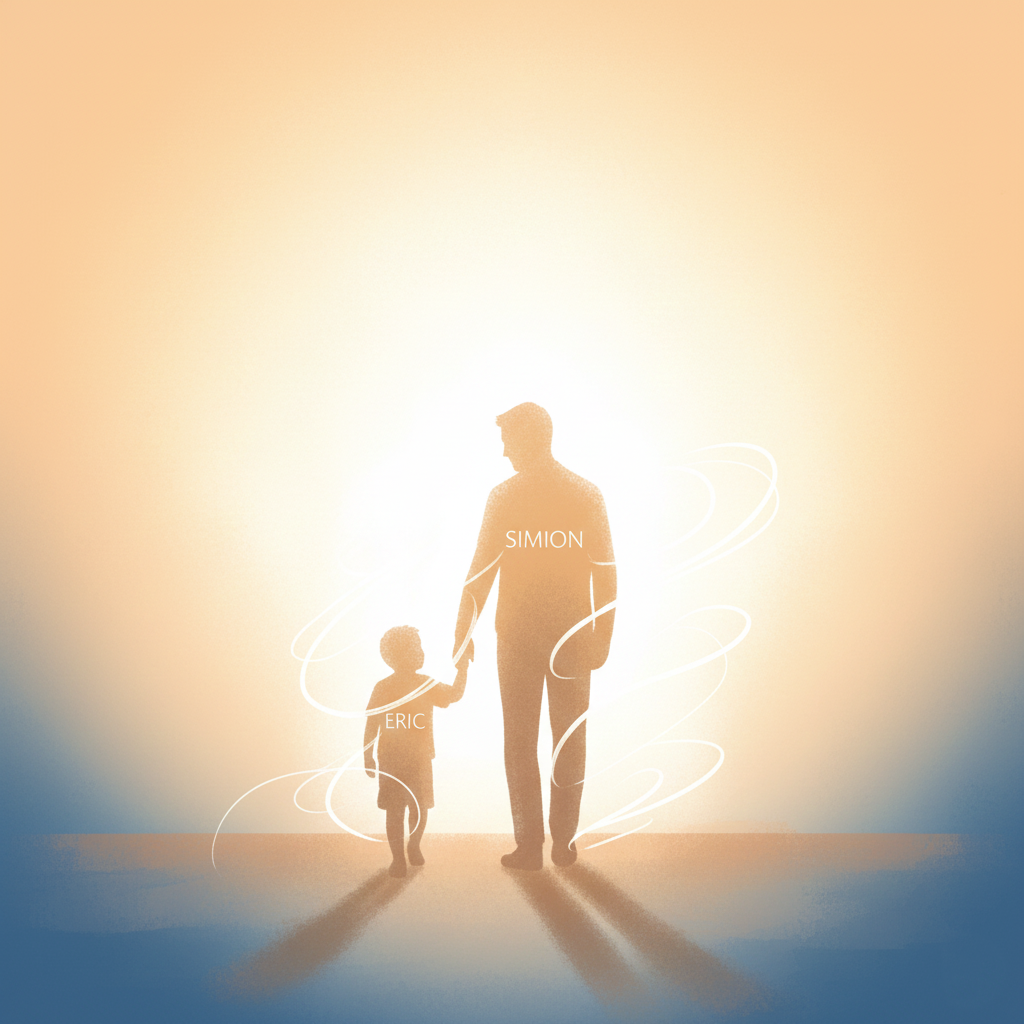 An illustration symbolizing the life-saving bond between Simon Cowell and his son Eric.