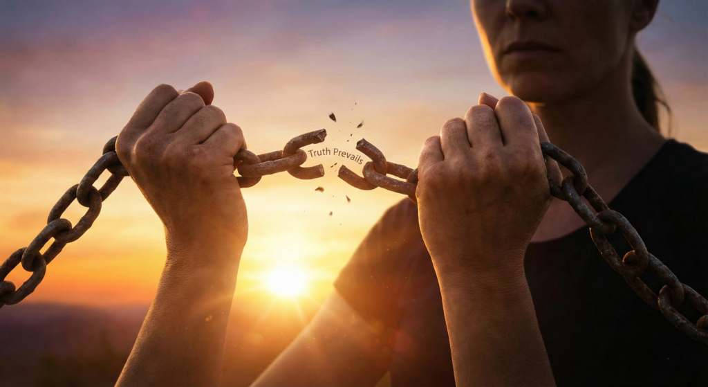 An image symbolizing the breaking of silence and the pursuit of truth.