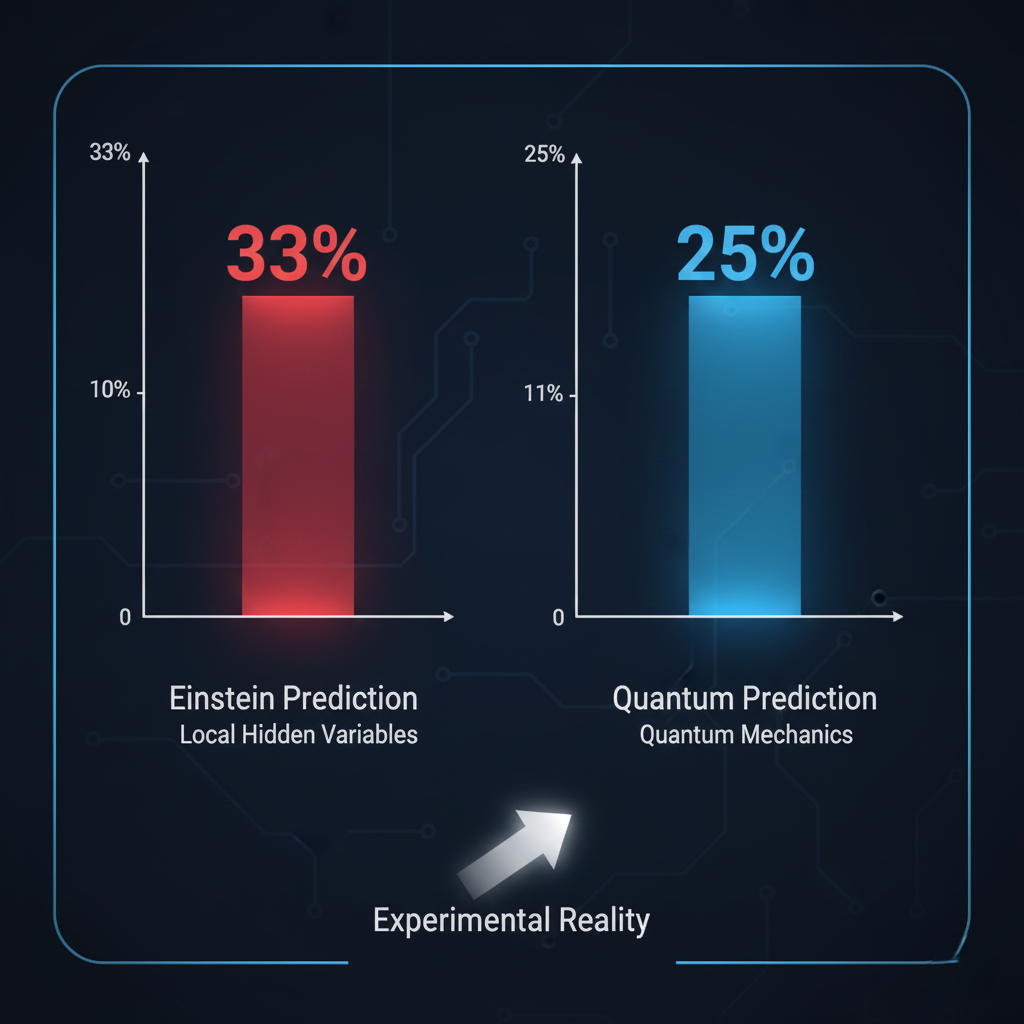 Infographic comparing statistical predictions of Bell's Theorem
