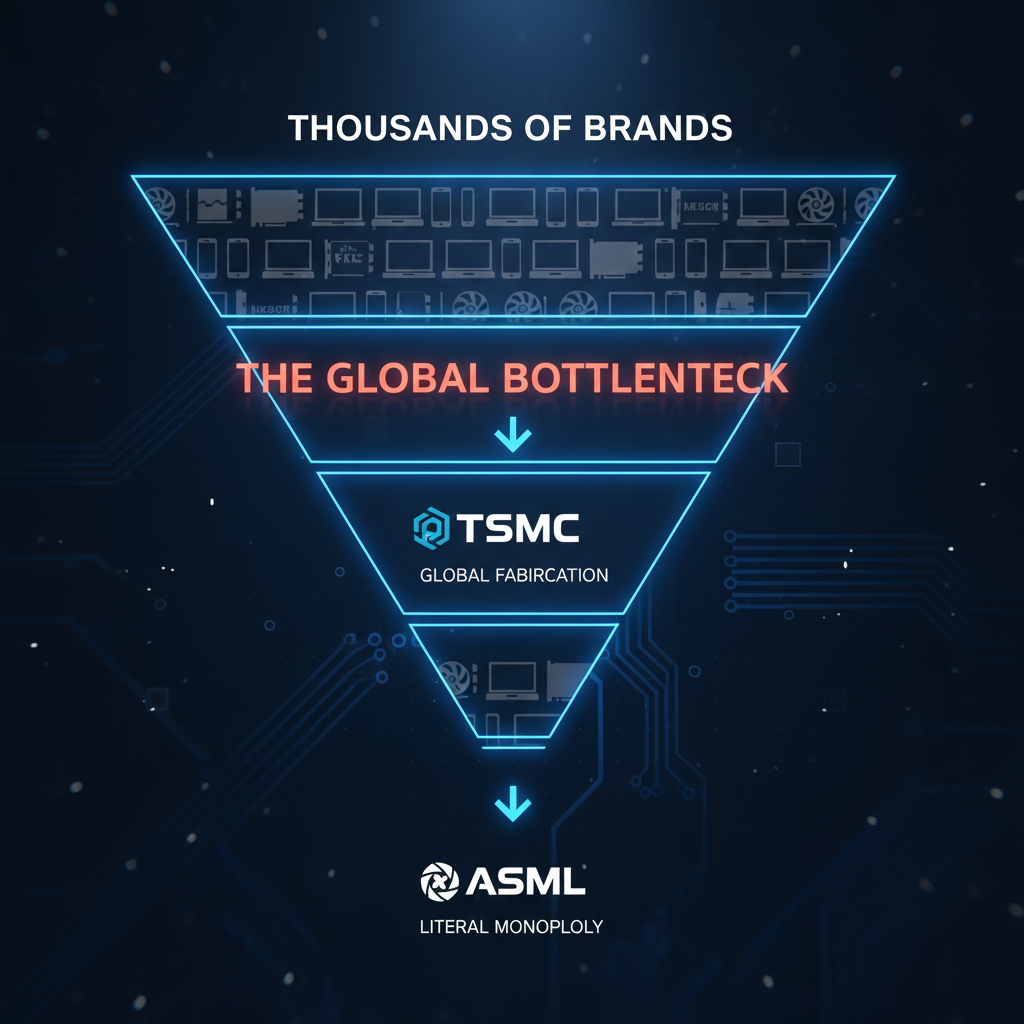 Infographic showing the concentration of the global semiconductor supply chain.