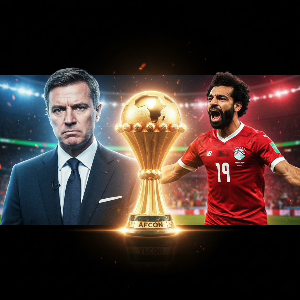 Jamie Carragher and Mohamed Salah split-screen during the AFCON debate.