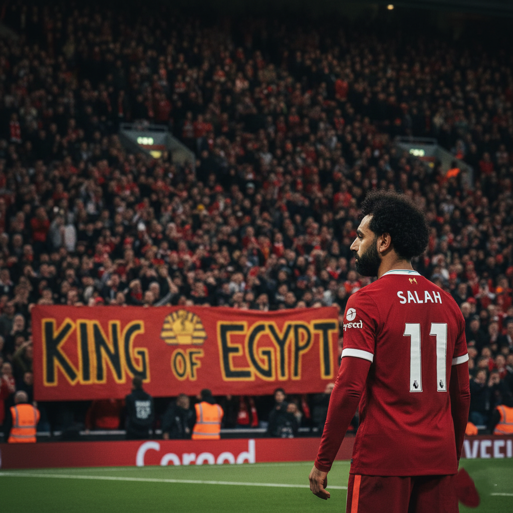 Mohamed Salah at Anfield amidst contract speculation.