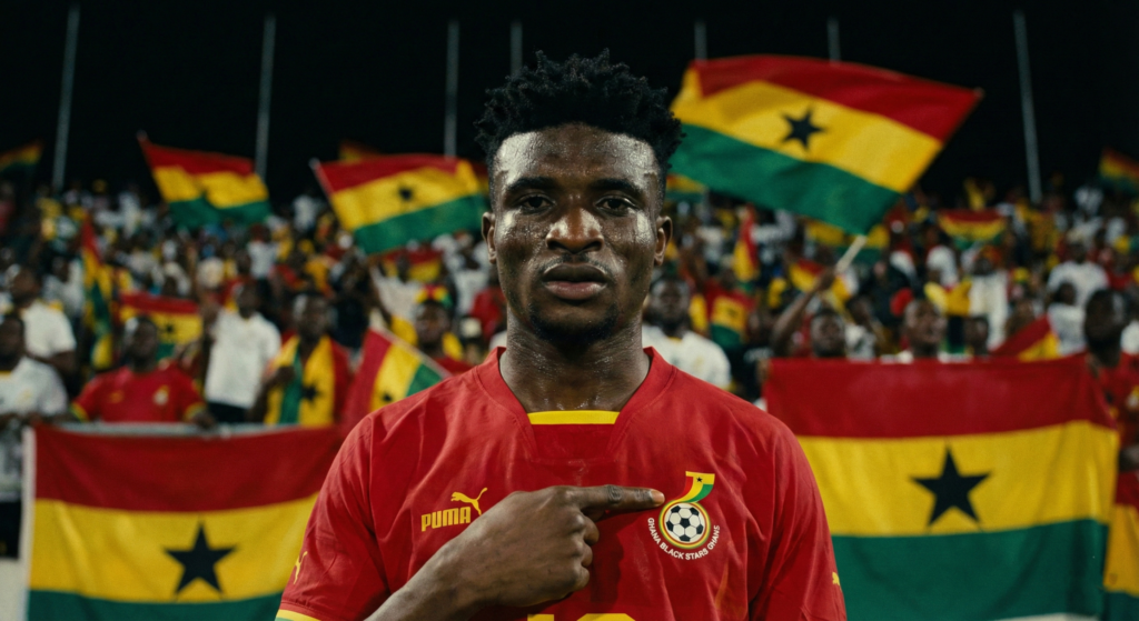 Mohammed Kudus celebrating Ghana’s historic World Cup qualification.