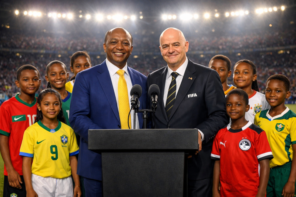 Patrice Motsepe and Gianni Infantino declaring AFCON 2025 officially open.