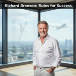 Richard Branson, founder of the Virgin Group, illustrating his life and business rules for success.
