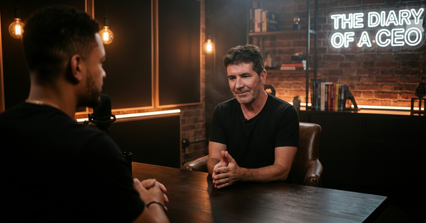 Simon Cowell discussing his life and career with Steven Bartlett on The Diary of a CEO podcast. (2)