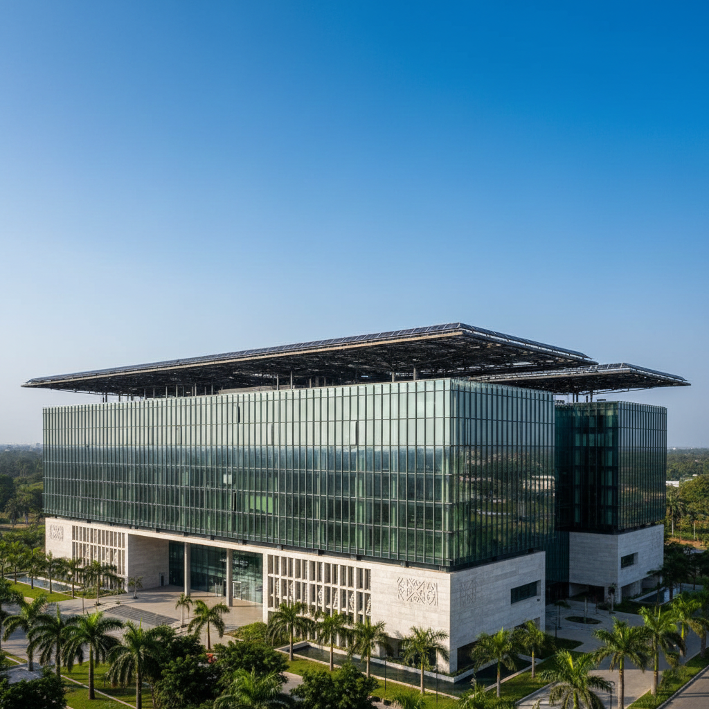 The new Bank of Ghana headquarters, Bank Square, showcasing sustainable modern architecture in Accra.