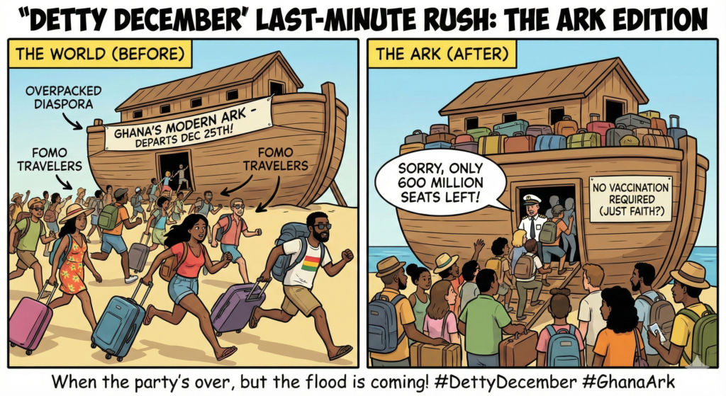 Tourists rush to Ebo Noah's Ark in Ghana on December 25th