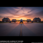 A B-52 Stratofortress bomber on the tarmac at Barksdale Air Force Base during sunset.