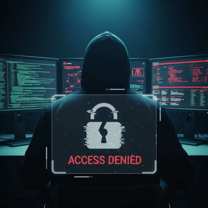 A conceptual representation of a cyberattack in progress, illustrating password hacking attempts.