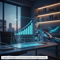 A digital representation of AI-driven business and entrepreneurship.