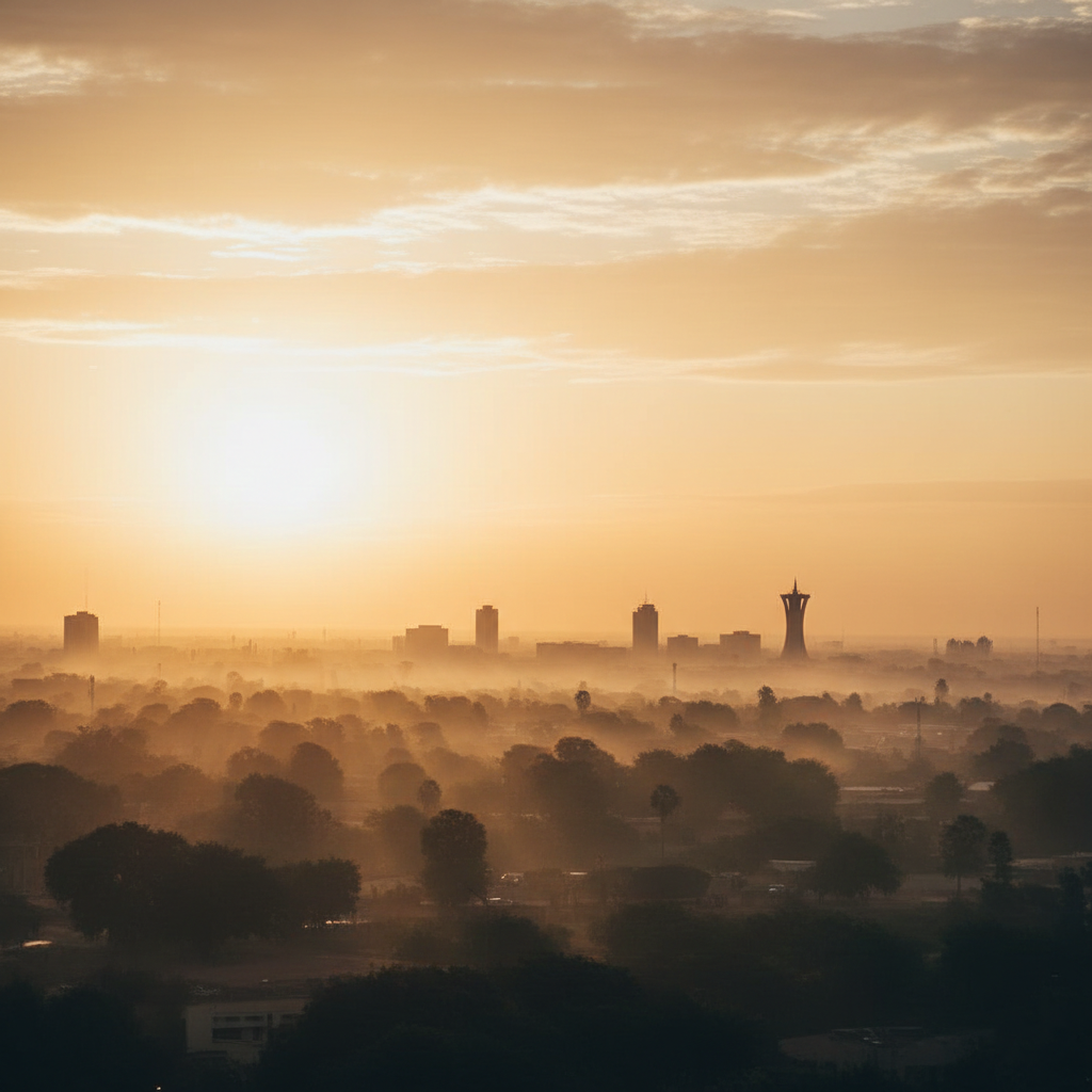 A hopeful sunrise over Ouagadougou, symbolizing resilience and the path forward for Burkina Faso.