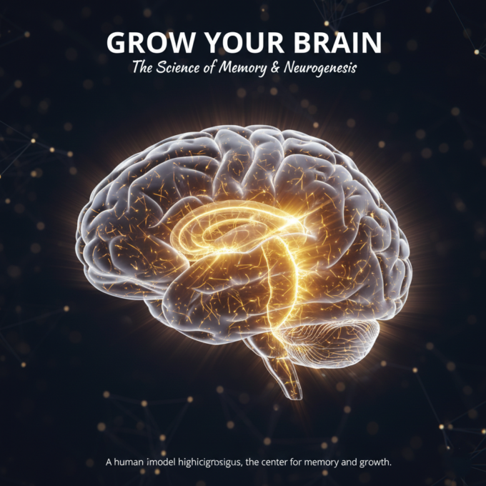 A human brain model highlighting the hippocampus, the center for memory and growth.