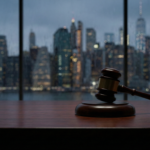 A judge's gavel symbolizing the legal ruling against the Trump Organization in New York.