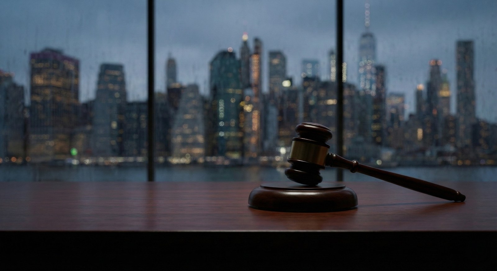 A judge's gavel symbolizing the legal ruling against the Trump Organization in New York.