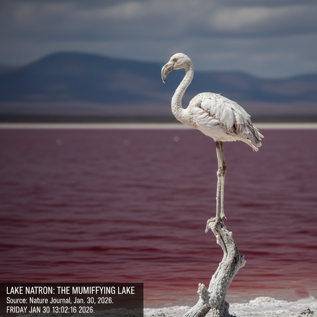 A mummified flamingo encrusted in salt at Lake Natron, Tanzania.