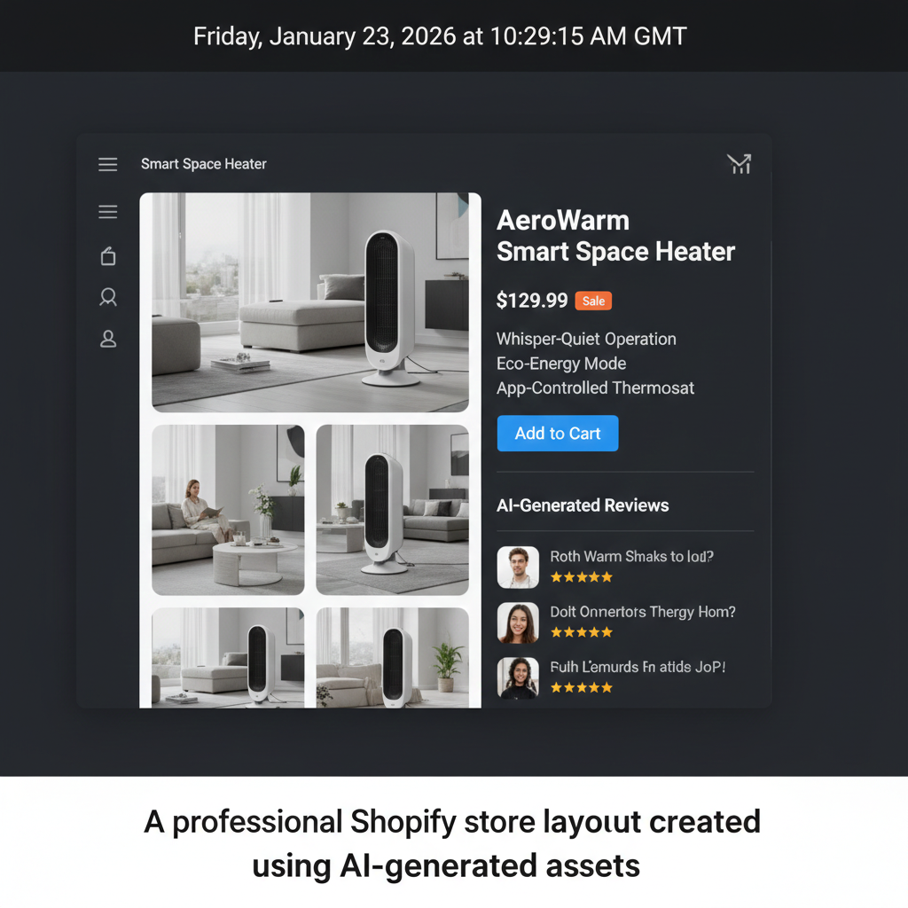 A professional Shopify store layout created using AI-generated assets.