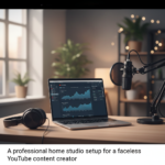 A professional home studio setup for a faceless YouTube content creator.