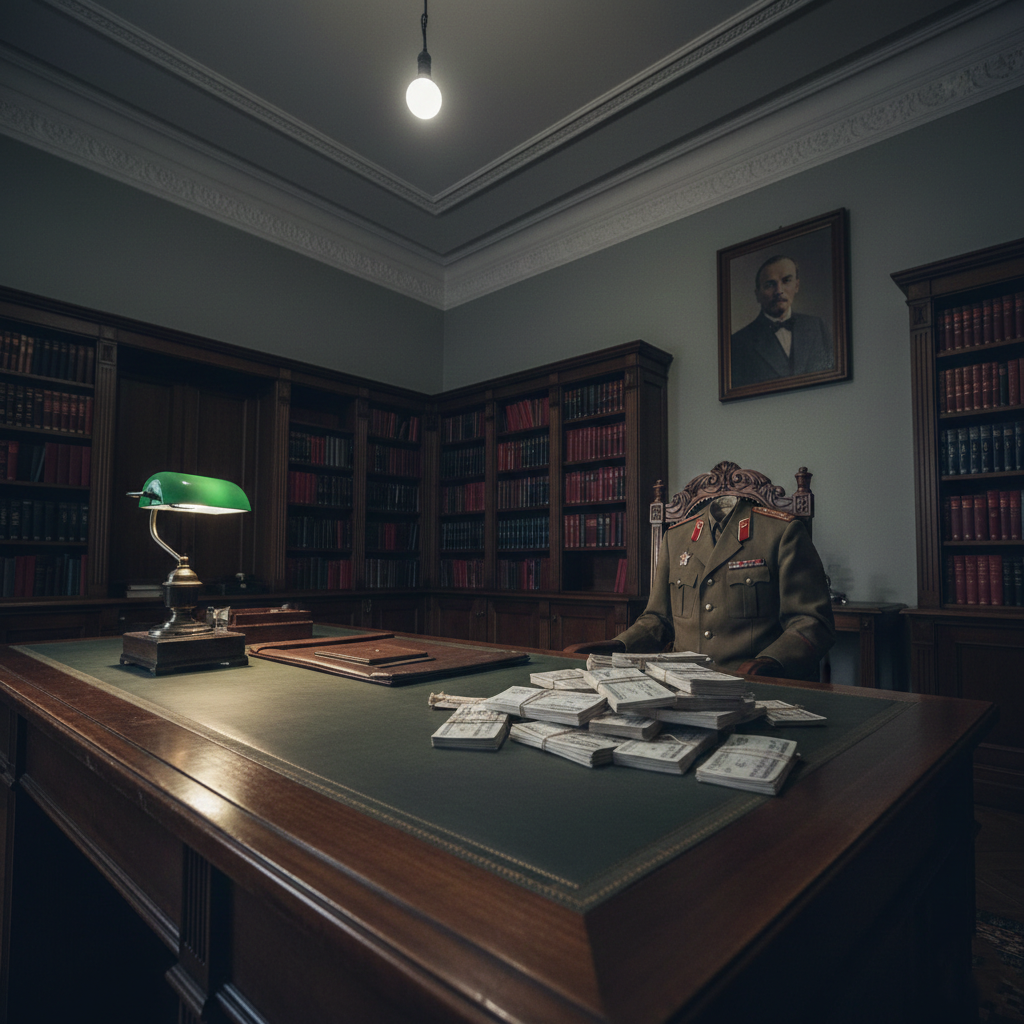 A recreation of Joseph Stalin's office showing his lack of personal possessions despite absolute state power.