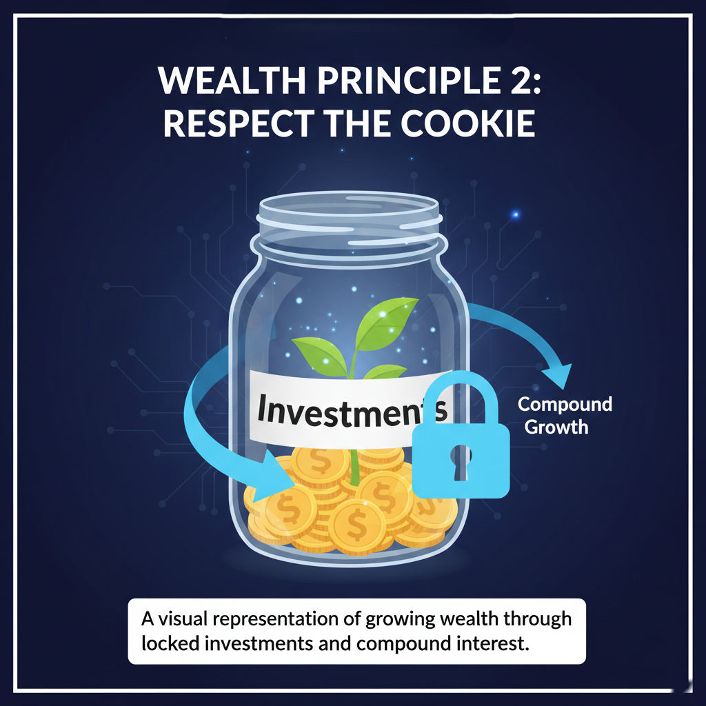 A visual representation of growing wealth through locked investments and compound interest.