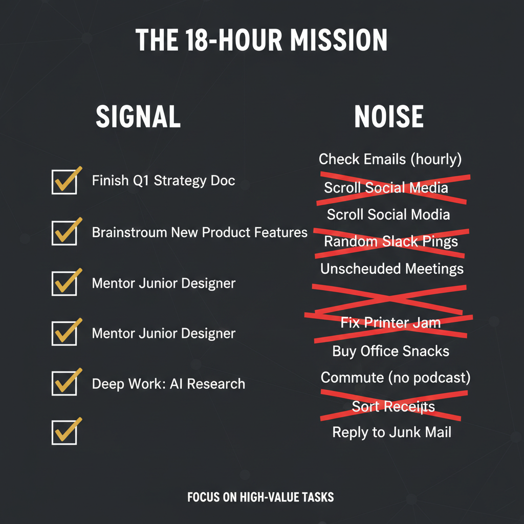 An example of a signal vs. noise daily planning list to increase focus.