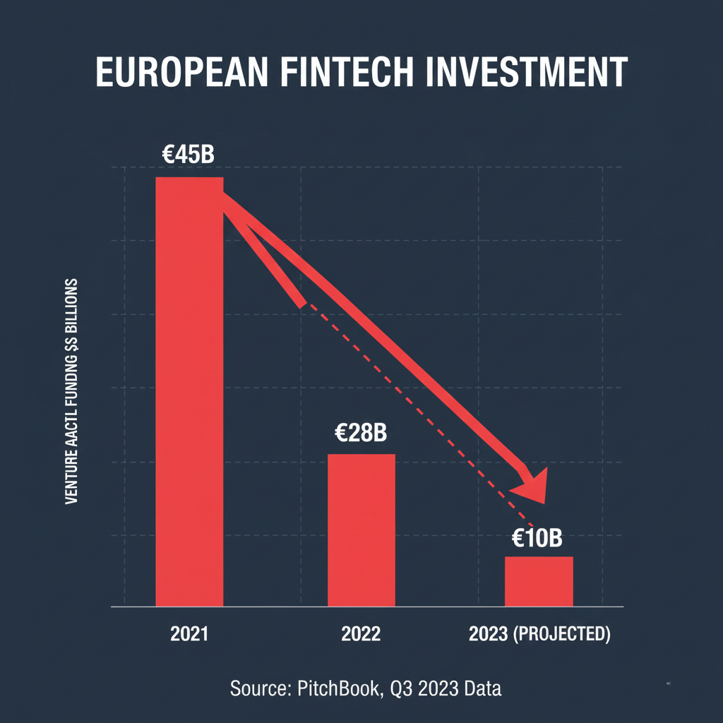 Chart illustrating the sharp drop in VC funding for European fintechs.
