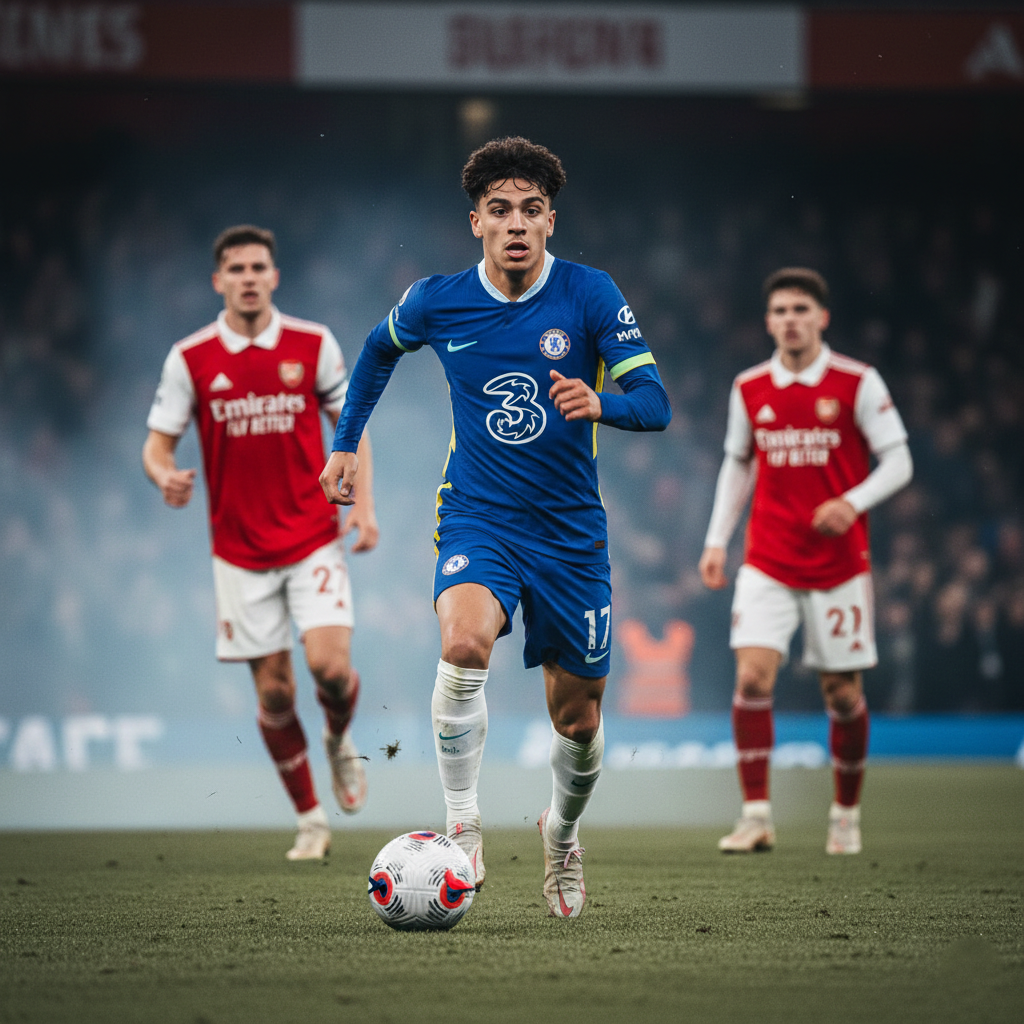 Chelsea wonderkid Estêvão during a breakout run against Arsenal.