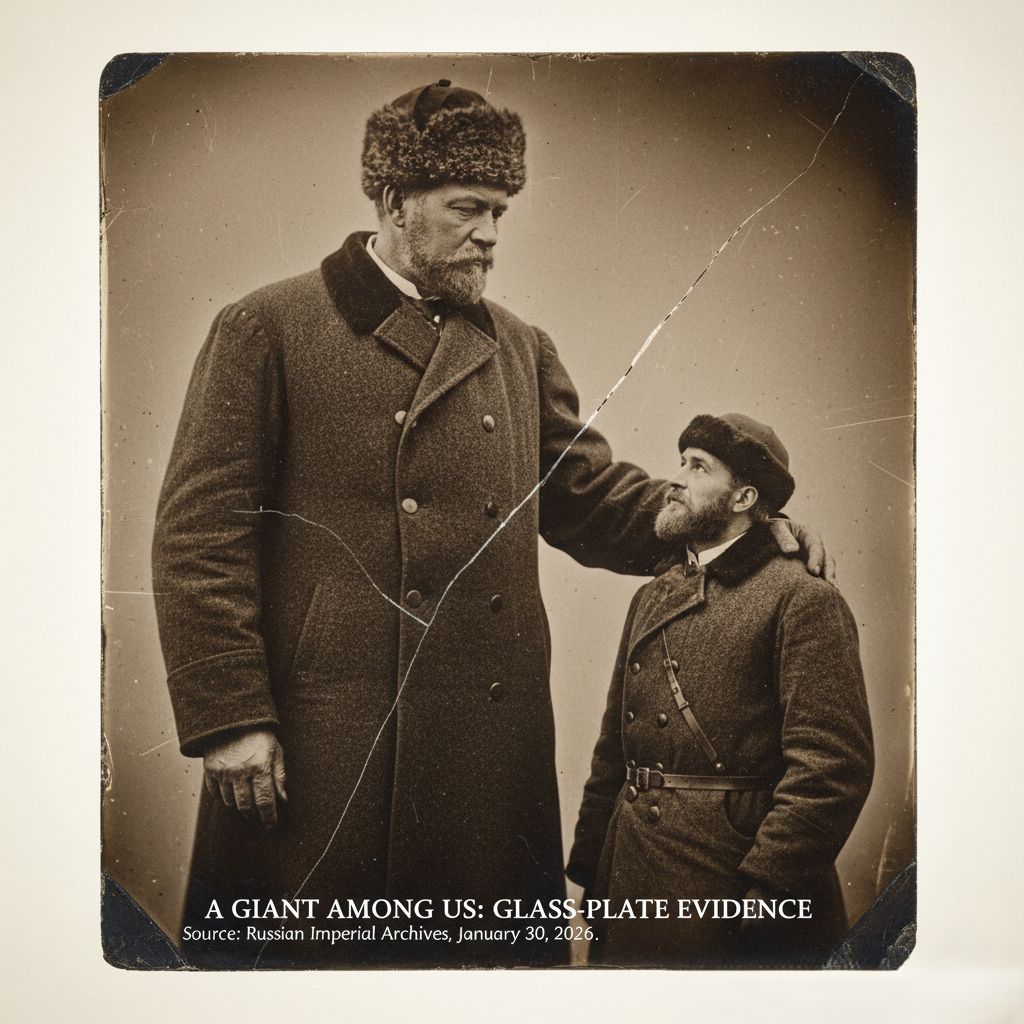 Close-up photographic evidence of a giant worker next to a standard-sized logger in Siberia.