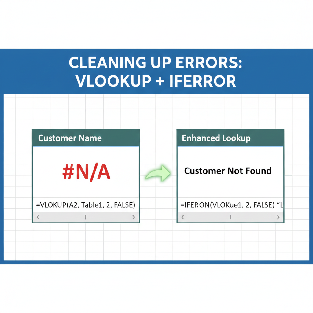 Comparison of Excel NA error vs. a custom IFERROR message.