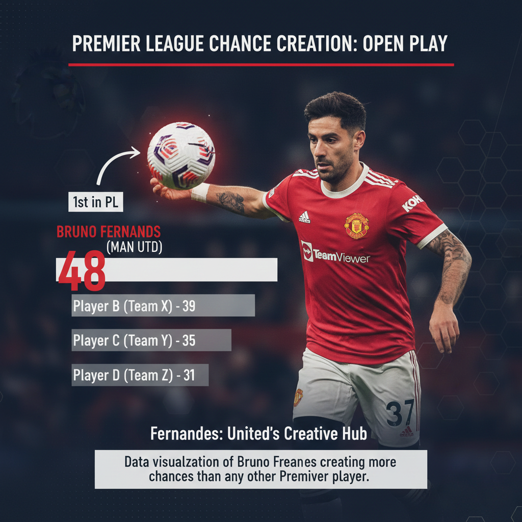Data visualization of Bruno Fernandes creating more chances than any other Premier League player.