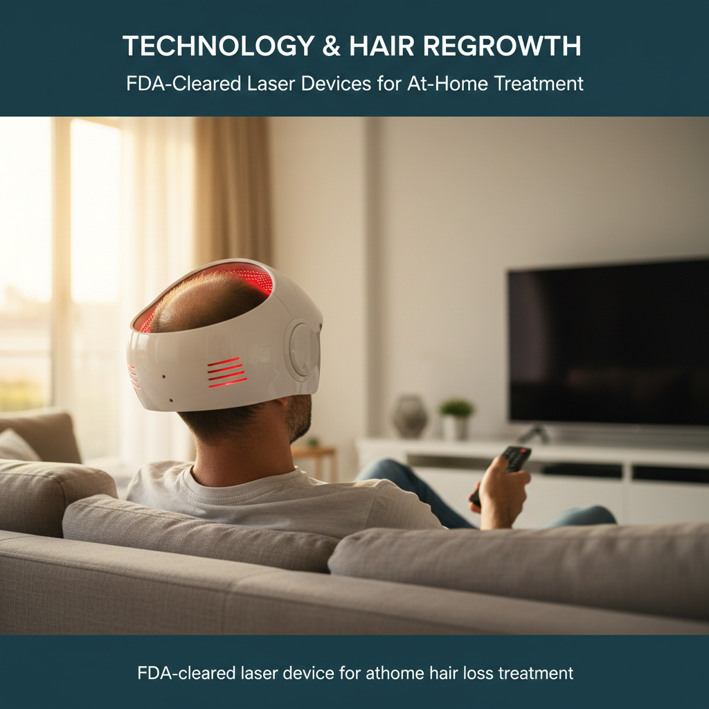 FDA-cleared laser device for at-home hair loss treatment.