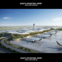 Futuristic rendering of the $12.5 billion Bishoftu International Airport in Ethiopia.