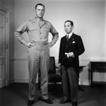 General Douglas MacArthur and Emperor Hirohito during their first historic meeting in 1945.