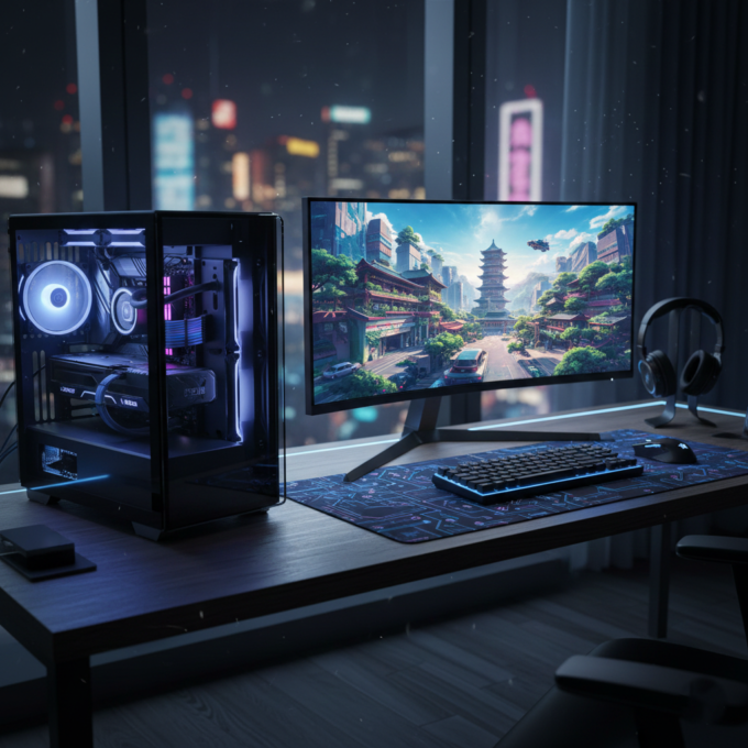 High-performance PC setup generating AI video locally.