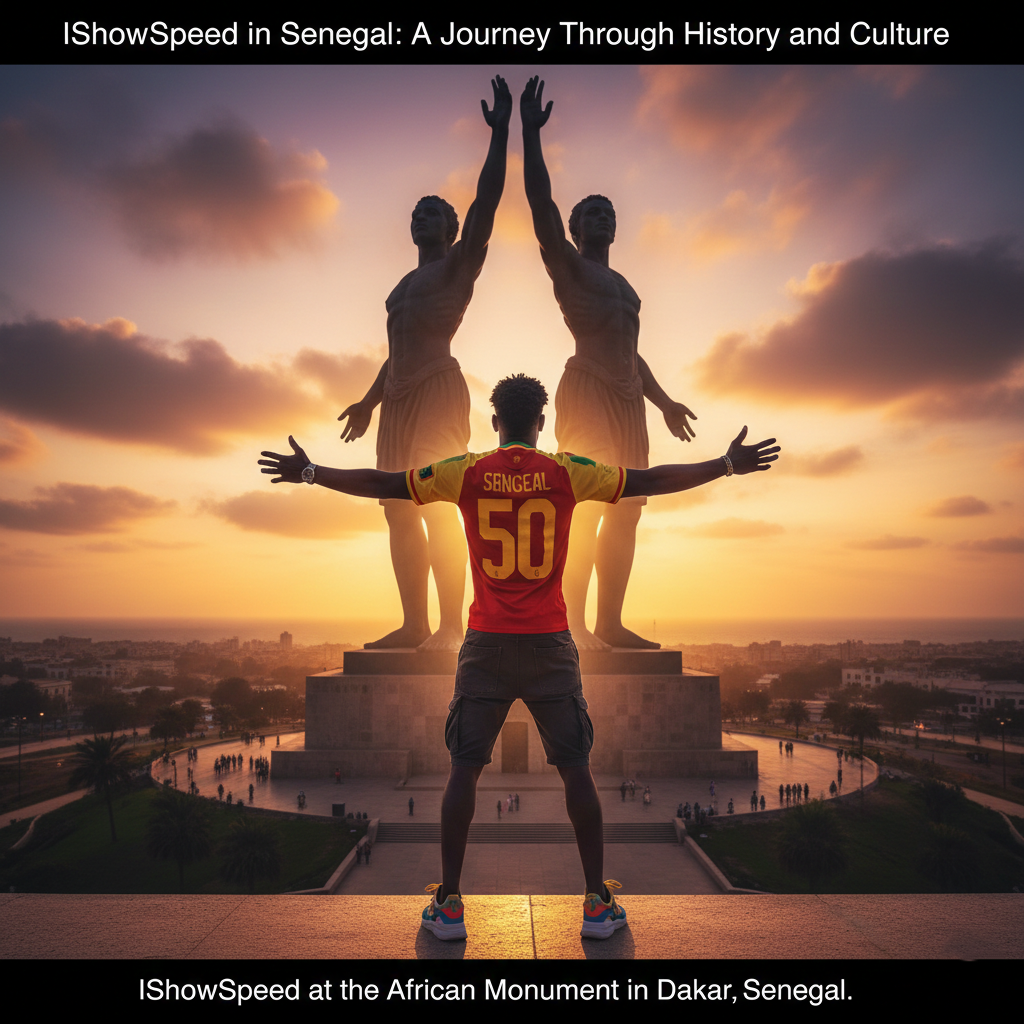 IShowSpeed at the African Renaissance Monument in Dakar, Senegal.