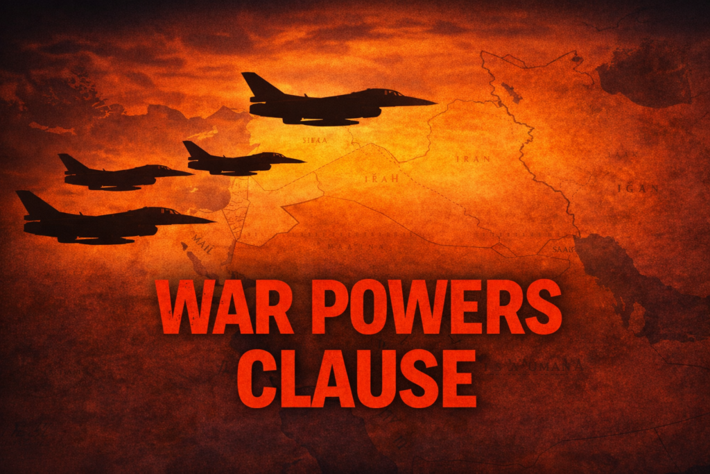 Illustration of unauthorized military strikes and the violation of the War Powers Clause.