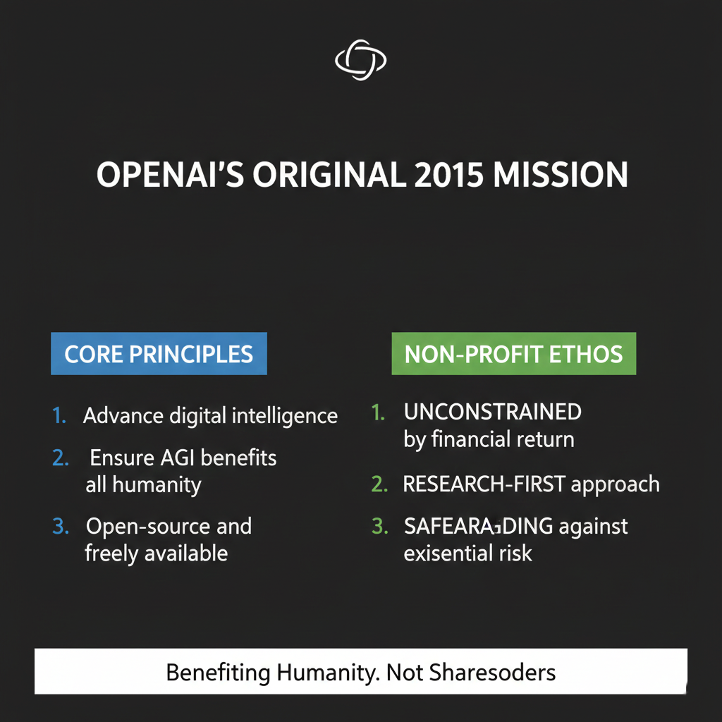 Infographic of OpenAI’s original 2015 mission statement.