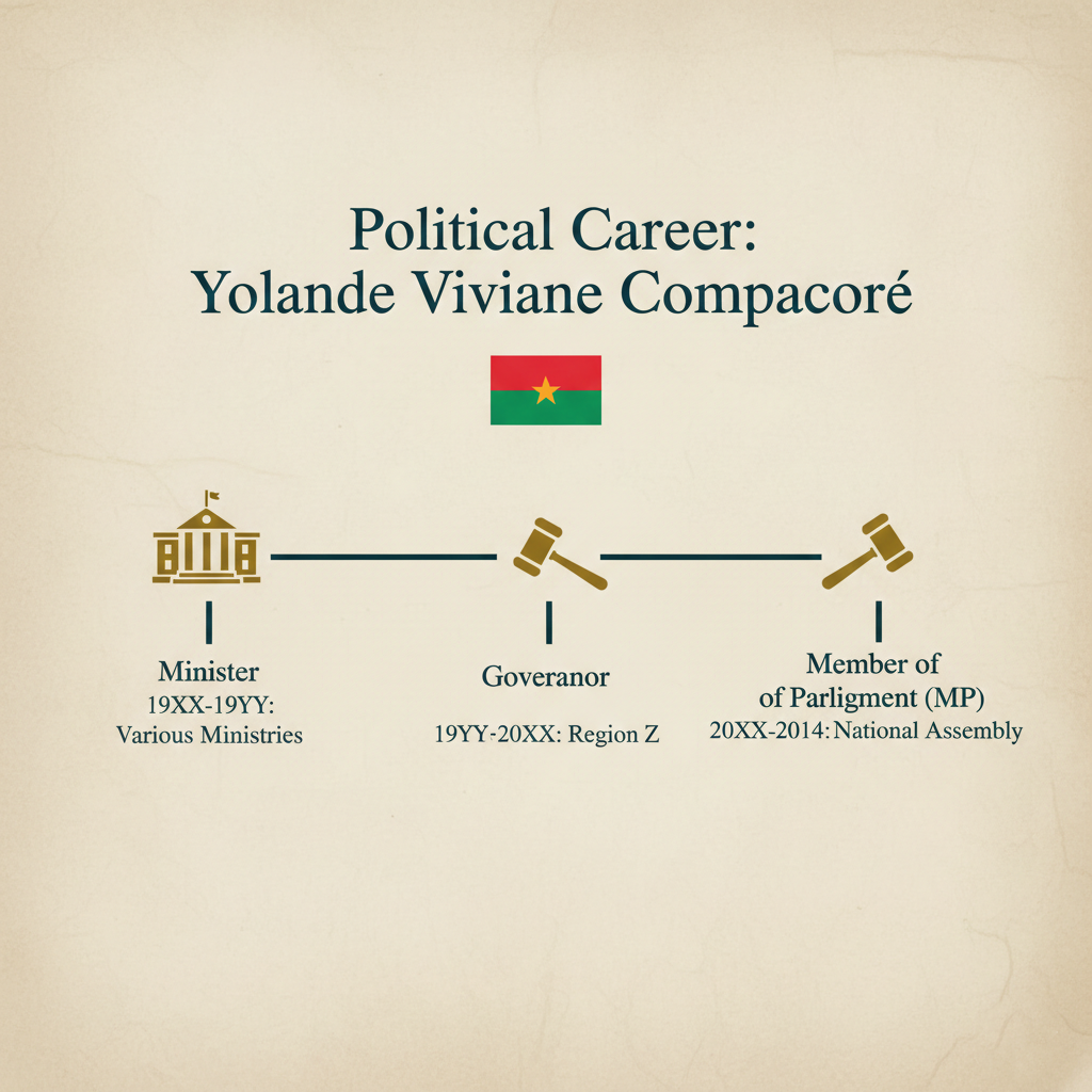 Infographic outlining the political history and senior roles held by Yolande Viviane Compaoré.