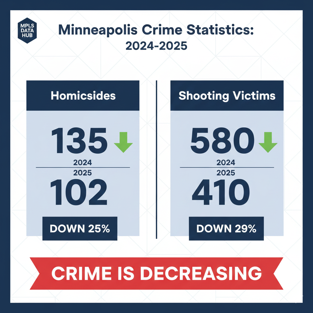 Infographic showing the decrease in crime in Minneapolis.