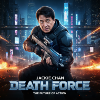 Jackie Chan as Officer Lynn in a tactical pose from the movie Death Force.