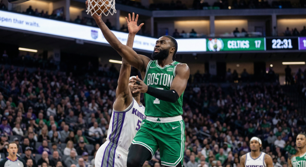 Jaylen Brown's strong finish at the rim for the Boston Celtics.