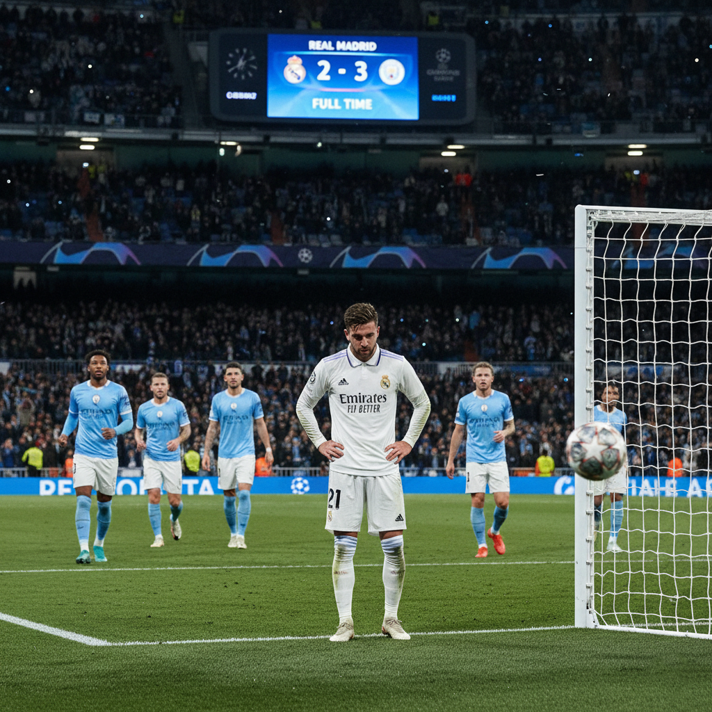 Jude Bellingham after scoring for Real Madrid in a losing effort against Manchester City.