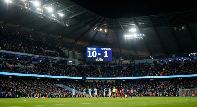 Manchester City's historic 10-1 victory over Exeter City in the FA Cup.