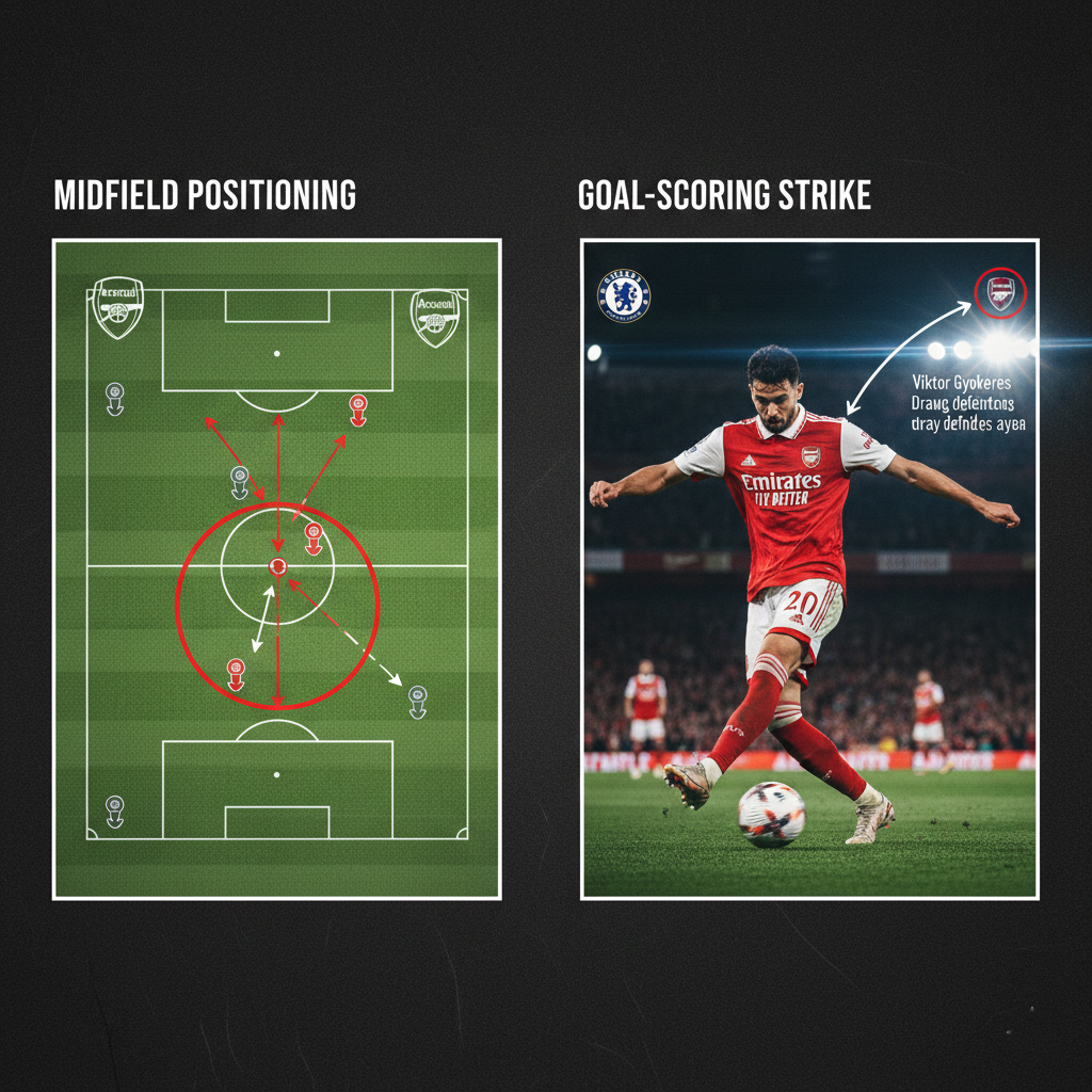 Martin Zubimendi goal analysis and midfield positioning for Arsenal.
